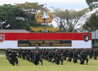 450 Prajurit Batalyon Infanteri Raider 600 Modang Siap Emban Tugas Satgas Pamtas RI-Malaysia Tahun 2019.