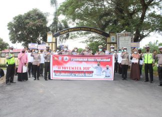 Peringati Hari Pahlawan, Sat Lantas Polres Sergai Ajak Pengguna Jalan Heningkan Cipta Sejenak