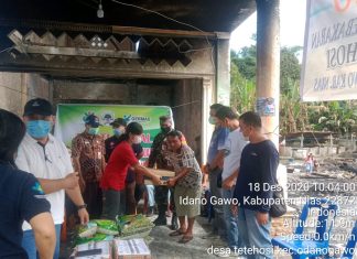 Babinsa Koramil 03/Idanogawo Dampingi 14 Keluarga Korban Kebakaran Terima Bantuan Dari Tim HKN