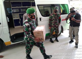 Koramil 10/Sei Rampah Kawal Pengambilan Vaksin COVID-19