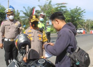 Pastikan May Day Kondusif dan Cegah Penyebaran Covid-19, Polres Sergai Sekat Kendaraan Bermotor di Wilayah Perbatasan