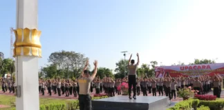 Jaga Stamina Personel, Polda Kaltim Gelar Senam AWS3