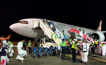 Kloter 8 Diberangkatkan ke Tanah Suci, 360 Calon Jemaah Dapat Pengawalan Polsek Kawasan Bandara SAMS Sepinggan Balikpapan