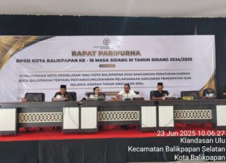 Paripurna DPRD, Pemkot Sampaikan Raperda Atas Pertanggungjawaban APBD Balikpapan 2024
